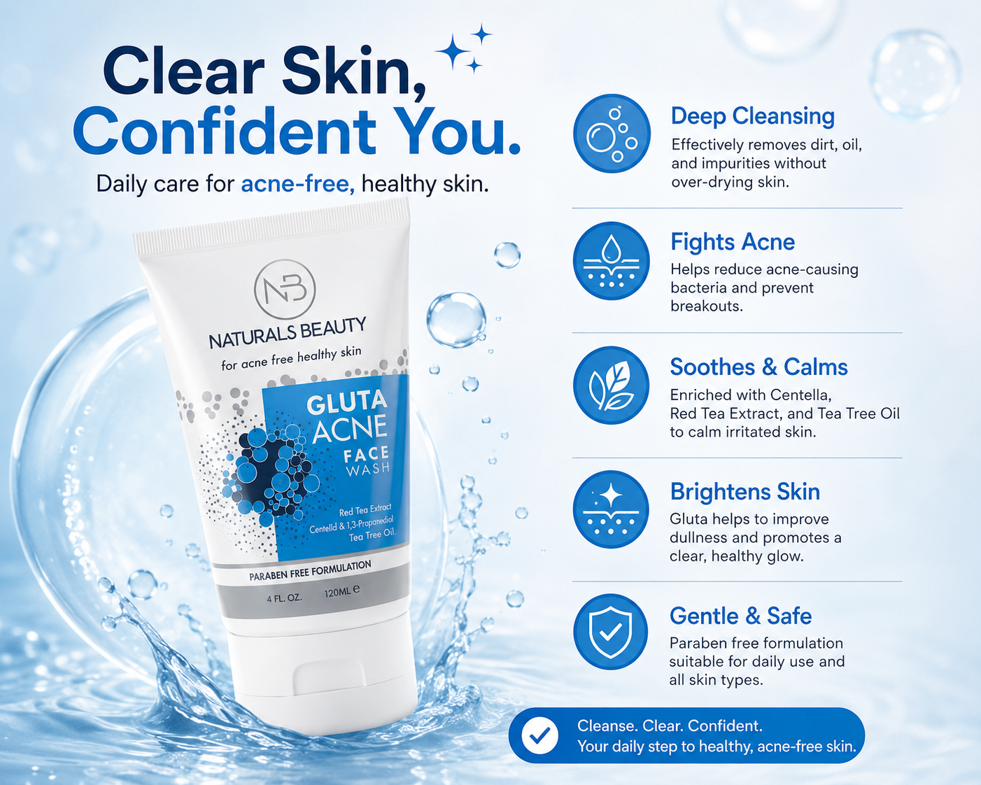 Naturals Beauty Gluta Acne Facewash
