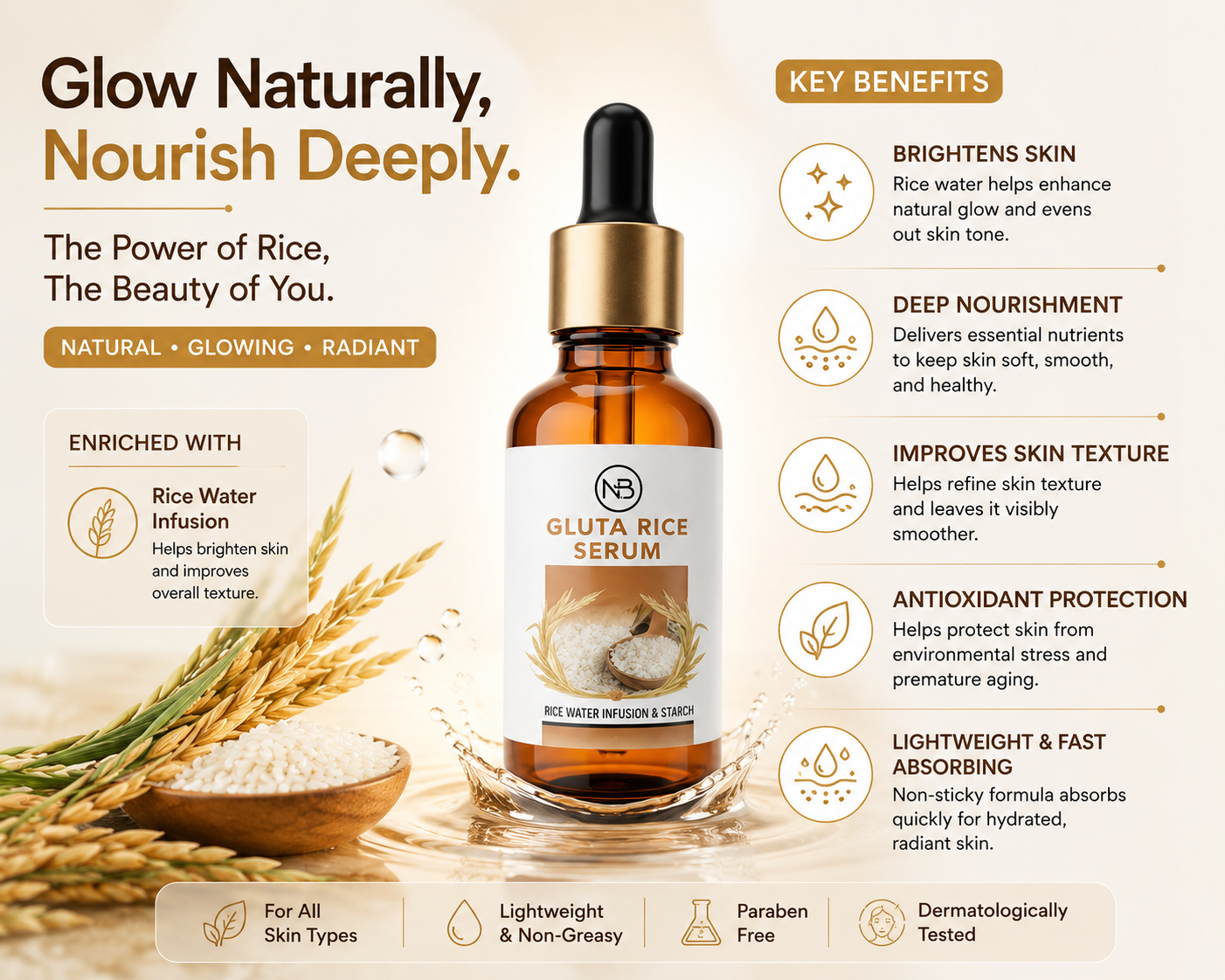 Natural Beauty Gluta White  Gluta Rice Serum