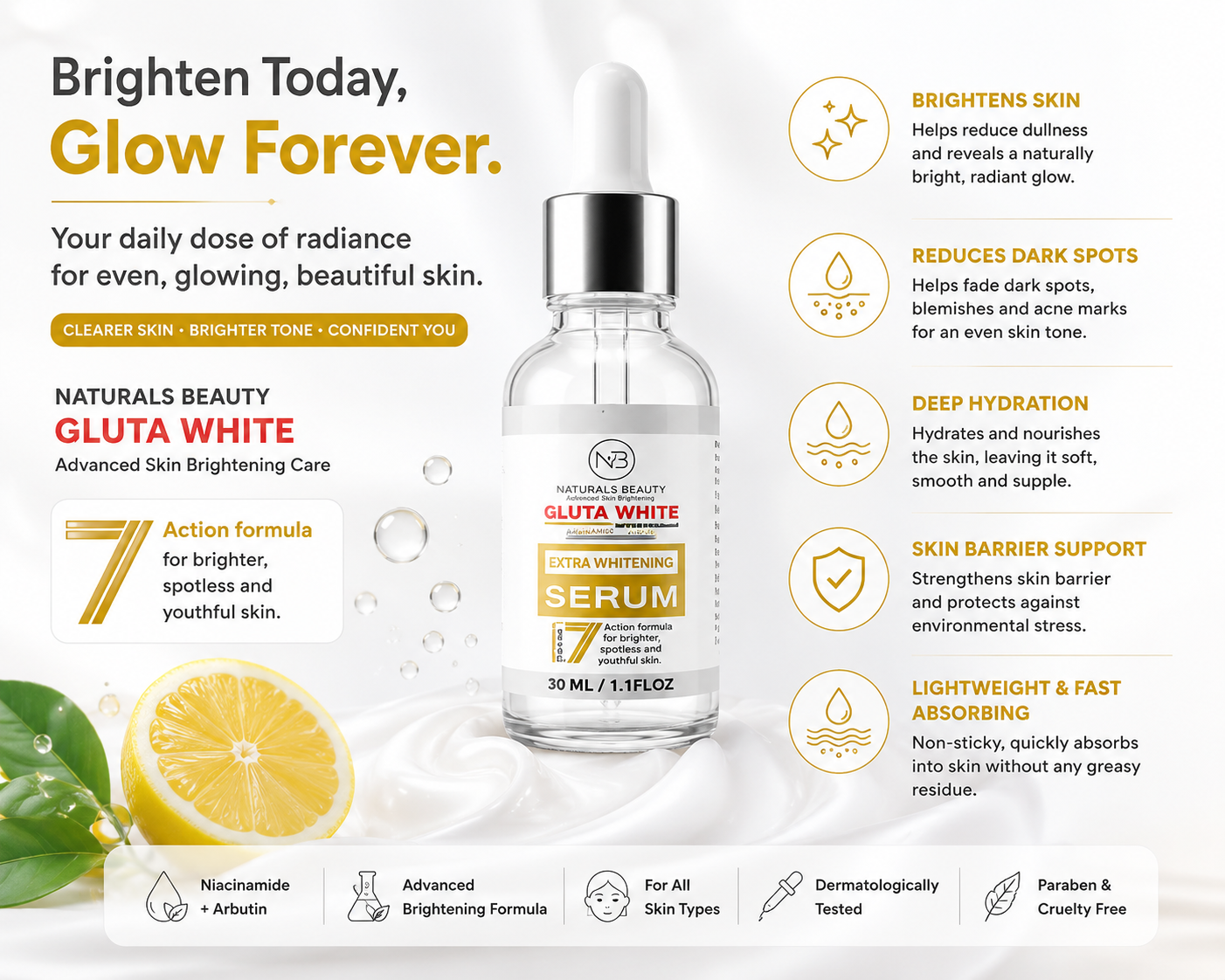 Naturals Beauty Gluta White Extra Whitening Serum